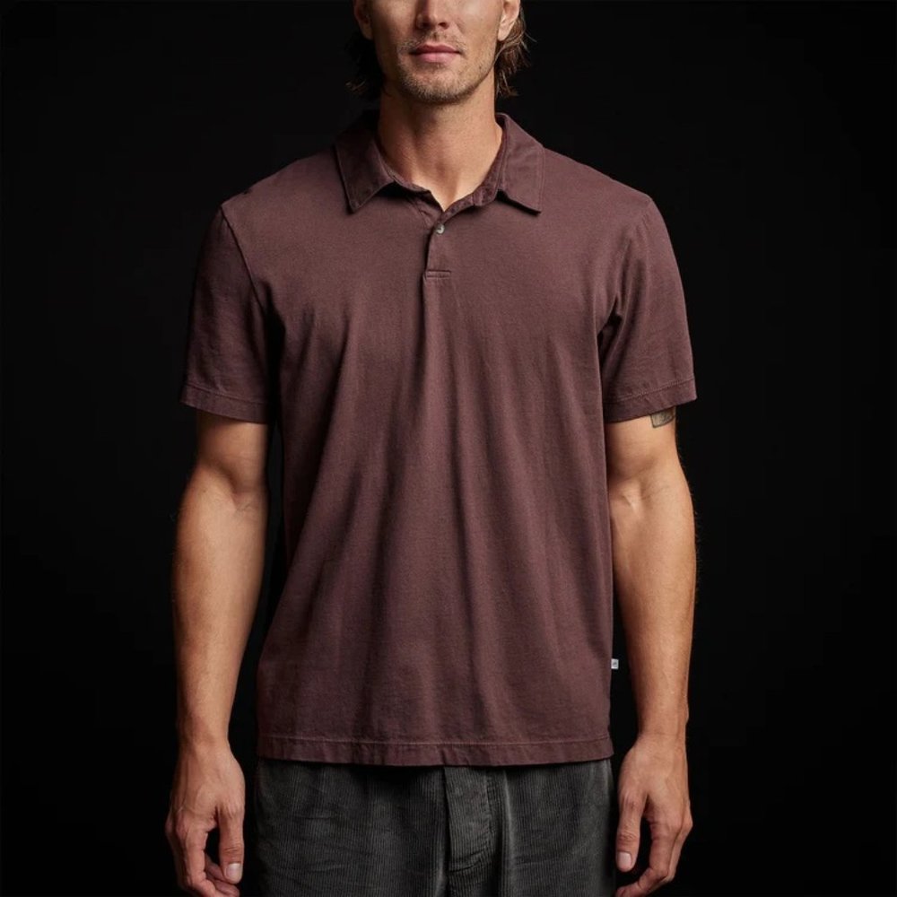 James Perse Men's Short Sleeve Polo in Plum